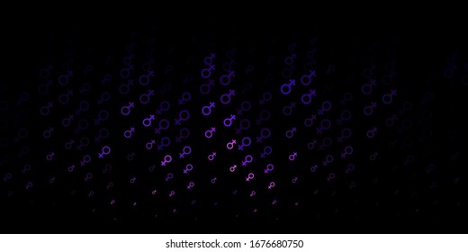 Dark Purple vector template with businesswoman signs. Colorful illustration with gradient feminism shapes. Elegant design for wallpapers.