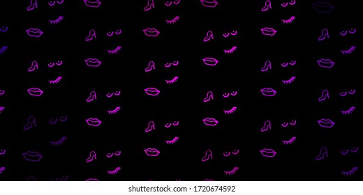 Dark Purple vector template with businesswoman signs. Illustration with signs of women's strength and power. Elegant design for wallpapers.