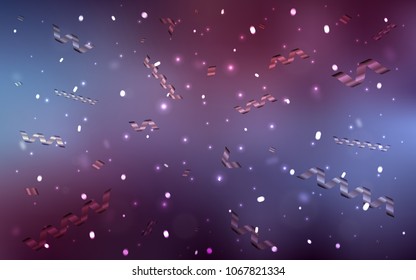 Dark Purple vector template with carnival confetti. Decorative shining illustration with ribbons on abstract template. The template can be used as a background for postcards.