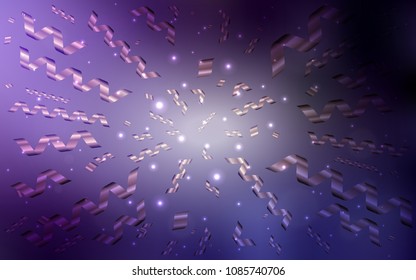 Dark Purple vector template with carnival confetti. Modern geometrical abstract illustration with carnival ribbons. New design for ad, poster, banner of your Party.