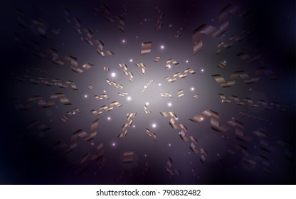 Dark Purple vector template with carnival confetti. Glitter abstract illustration with colorful confetti, ribbons. The pattern can be used for carnival, festival leaflets.
