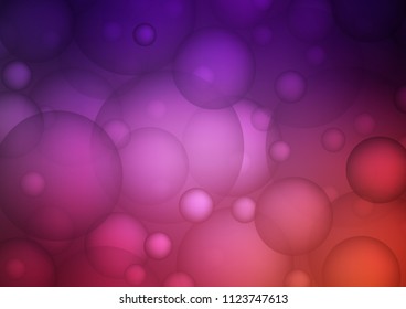 Dark Purple vector template with circles. Abstract illustration with colored bubbles in nature style. Pattern can be used as texture of water, rain drops.