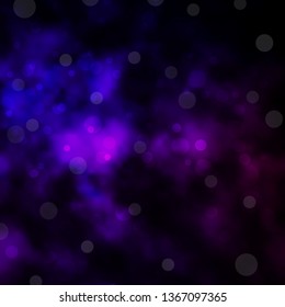 Dark Purple vector template with circles. Illustration with set of shining colorful abstract spheres. Design for your commercials.