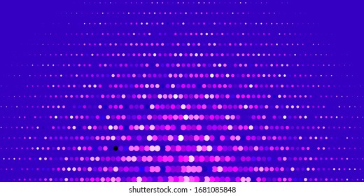 Plantilla vectorial púrpura oscura con círculos. Ilustración abstracta moderna con formas de círculo coloridas. Patrón para papeles pintados, cortinas.