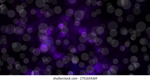 Dark Purple vector template with circles. Illustration with set of shining colorful abstract spheres. Design for your commercials.