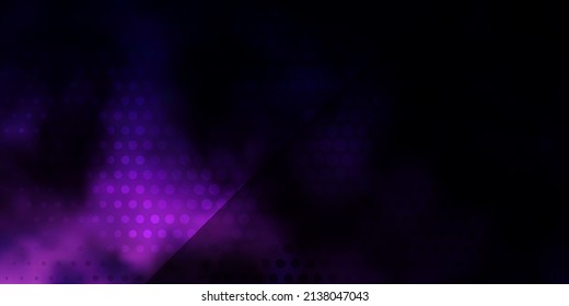 Plantilla de vector púrpura oscuro con círculos. Ilustración abstracta con puntos coloridos al estilo de la naturaleza. Patrón de folletos, folletos.