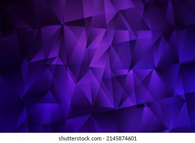 Dunkelviolette Vektorvorlage mit Kristallen, Dreiecken. Dreiecke auf abstraktem Hintergrund mit buntem Farbverlauf. Hintergrund für ein Handy.