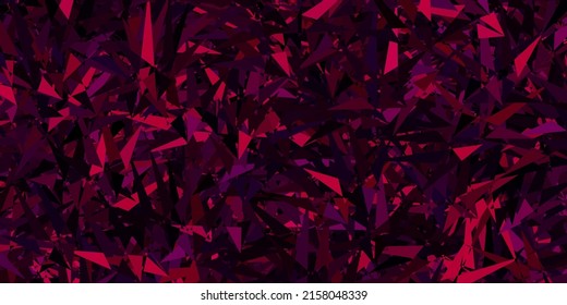 Plantilla de vector púrpura oscuro con cristales, triángulos. Ilustración con un conjunto de triángulos coloridos. Patrón de folletos y folletos