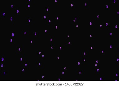 Dark Purple vector template with currency. Modern abstract illustration with symbols of digital money. Design for ad, poster, banner of money making.