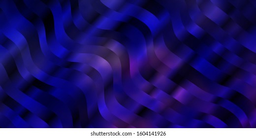 Dark Purple vector template with curved lines. Colorful abstract illustration with gradient curves. Best design for your posters, banners.