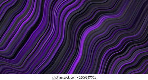 Dark Purple vector template with curved lines. Gradient illustration in simple style with bows. Design for your business promotion.