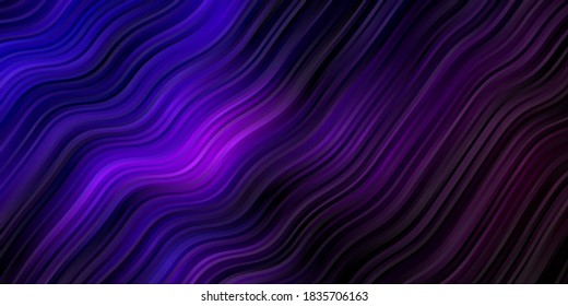 Dark Purple vector template with curved lines. Abstract illustration with bandy gradient lines. Pattern for commercials, ads.