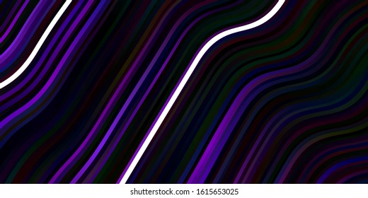 Dark Purple vector template with curves. Colorful illustration with curved lines. Pattern for booklets, leaflets.