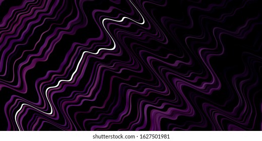 Dark Purple vector template with curves. Abstract illustration with bandy gradient lines. Design for your business promotion.
