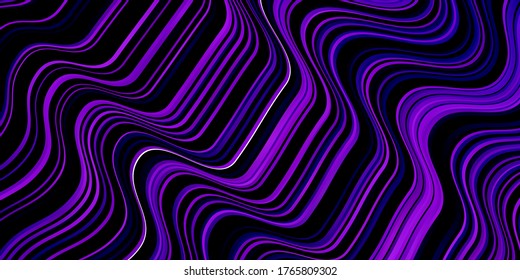 Dark Purple vector template with curves. Colorful geometric sample with gradient curves.  Best design for your ad, poster, banner.