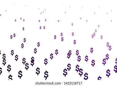 Dark Purple vector template with Dollar. Shining colored illustration with USD signs. Smart design for your business advert of economic, wealth.