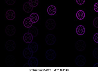 Dark Purple vector template with esoteric signs. Illustration with magical signs of spiritual power. Simple design for occult depiction.
