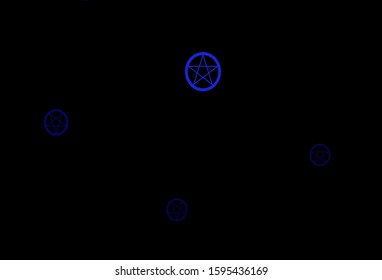 Dark Purple vector template with esoteric signs. Illustration with magical signs of spiritual power. Simple base for your occult design.