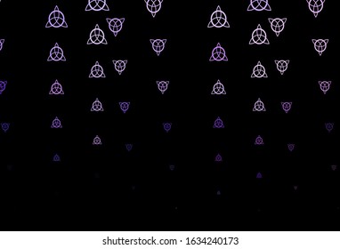 Dark Purple vector template with esoteric signs. Illustration with magical signs of spiritual power. Best design halloween events.