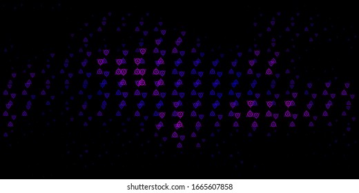 Dark Purple vector template with esoteric signs. Colorful mystic symbols with a gradient in ancient style. Simple design for occult depiction.