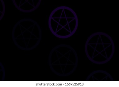 Dark Purple vector template with esoteric signs. Colorful mystic symbols with a gradient in ancient style. Design for magic, spiritual events.