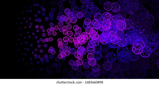 Dark Purple vector template with esoteric signs. Illustration with magical signs of spiritual power. Simple base for your occult design.
