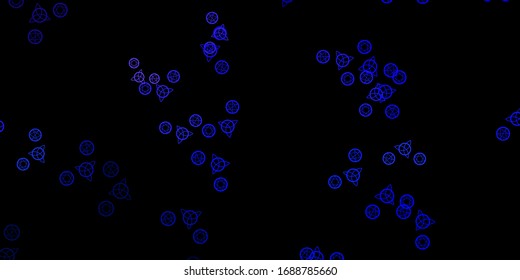 Dark Purple vector template with esoteric signs. Colorful vintage illustration with gradient alchemy shapes. Background for esoteric, mystic designs.