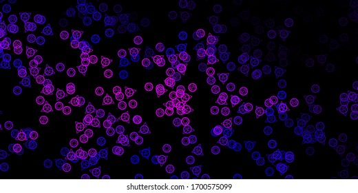 Dark Purple vector template with esoteric signs. Colorful mystic symbols with a gradient in ancient style. Best design halloween events.