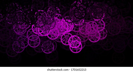 Dark Purple vector template with esoteric signs. Colorful mystic symbols with a gradient in ancient style. Background for esoteric, mystic designs.