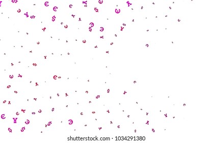 Dark Purple vector template with Euro, Dollar, Yen. Modern abstract illustration with symbols of money. Smart design for your business advert of economic, wealth.