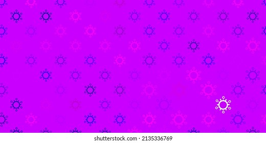 Dark purple vector template with flu signs. Colorful  gradient illness symbols in simple abstract style. Best design for quarantine events.