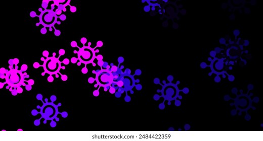 Dark purple vector template with flu signs. Smart illustration with covid signs in decorative style. Simple design against epidemic information.