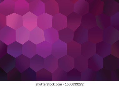 Dark Purple vector template in hexagonal style. Glitter abstract illustration in hexagonal style. Pattern for ads, leaflets.