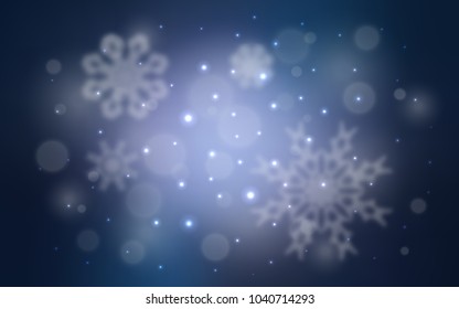 Dark Purple vector template with ice snowflakes. Shining colored illustration with snow in christmas style. The pattern can be used for new year ad, booklets.