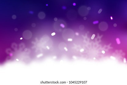 Dark Purple vector template with ice snowflakes. Blurred decorative design in xmas style with snow. New year design for your ad, poster, banner.