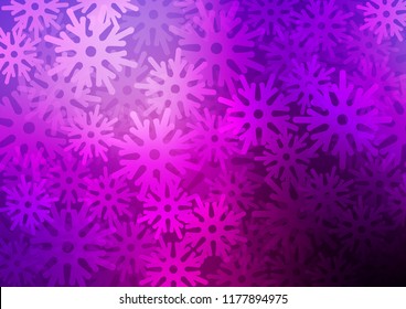 Dark Purple vector template with ice snowflakes. Modern geometrical abstract illustration with crystals of ice. The template can be used as a new year background.