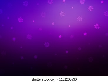 Dark Purple vector template with ice snowflakes. Modern geometrical abstract illustration with crystals of ice. The pattern can be used for new year ad, booklets.
