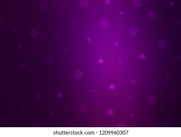 Dark Purple vector template with ice snowflakes. Decorative shining illustration with snow on abstract template. The pattern can be used for new year leaflets.