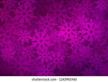 Dark Purple vector template with ice snowflakes. Glitter abstract illustration with crystals of ice. The template can be used as a new year background.