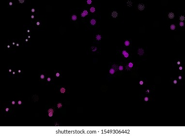 Dark Purple vector template with ice snowflakes. Snow on blurred abstract background with gradient. New year design for your business advert.