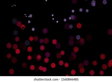 Dark Purple vector template with ice snowflakes. Glitter abstract illustration with crystals of ice. The template can be used as a new year background.