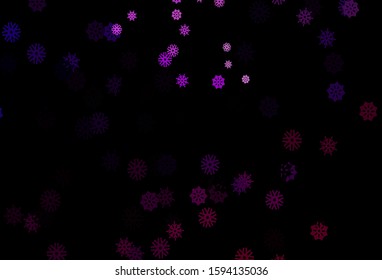 Dark Purple vector template with ice snowflakes. Glitter abstract illustration with crystals of ice. New year design for your business advert.