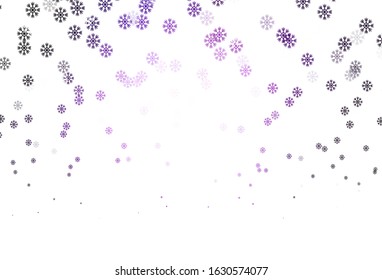 Dark Purple vector template with ice snowflakes. Glitter abstract illustration with crystals of ice. New year design for poster, banner.
