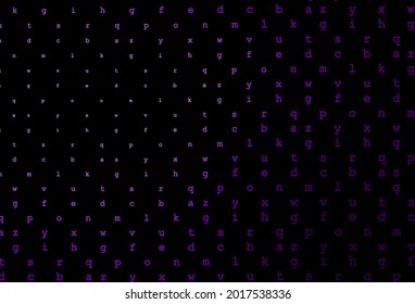 Dark purple vector template with isolated letters. Abstract illustration with colored latin alphabet. The pattern can be used as ads, poster, banner for books.