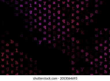 Dunkelviolette Vektorvorlage mit isolierten Buchstaben. Farbige Illustration mit einzelnen Buchstaben. Das Muster kann für Werbung, Broschüren, Informationsbroschüren verwendet werden.