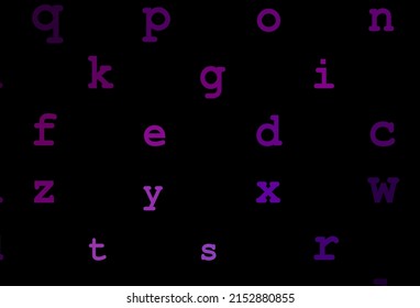 Dark purple vector template with isolated letters. Modern geometrical illustration with ABC english symbols. Template can be used as a background for ads of typography.