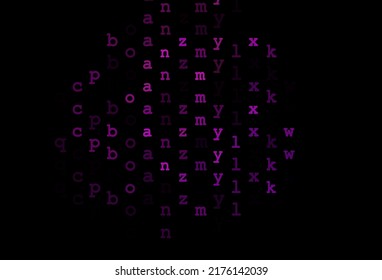 Dark purple vector template with isolated letters. Modern geometrical illustration with ABC english symbols. Template can be used as a background for ads of typography.