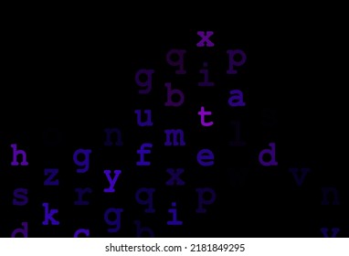 Dark purple vector template with isolated letters. Abstract illustration with colored latin alphabet. The pattern can be used for school, grammar websites.