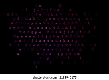 Dark purple vector template with isolated letters. Colored alphabet signs with gradient on white background. The pattern can be used for school, grammar websites.