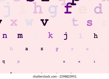 Dark purple vector template with isolated letters. Modern geometrical illustration with ABC english symbols. The pattern can be used as ads, poster, banner for books.